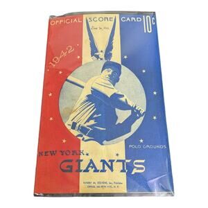 RARE 1942 Game Program Ticket BROOKLYN Dodgers In Plastic Sleeve Vintage